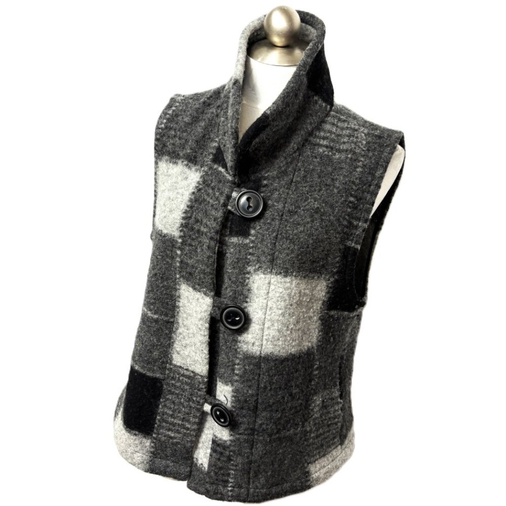 Habitat Clothes to live in Grey Plaid Wool Blend Vest Large EUC - Picture 2 of 13